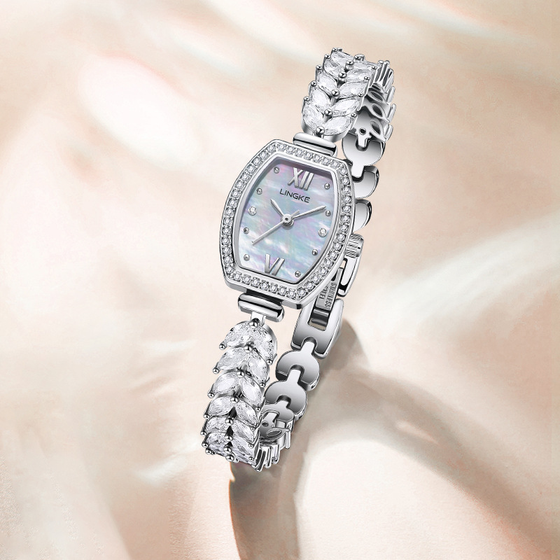凌刻美人鱼女士手表WATCH高级感小众轻奢满钻酒桶小巧手链表