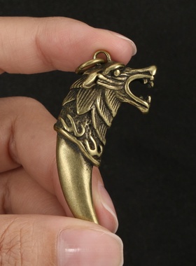复古黄铜狼牙吊坠，创意金属工艺
