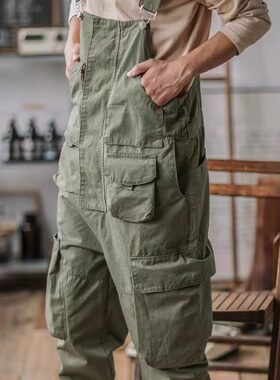 美式复古工装背带裤男女款宽松休闲阿美咔叽vintage连体裤吊带裤c