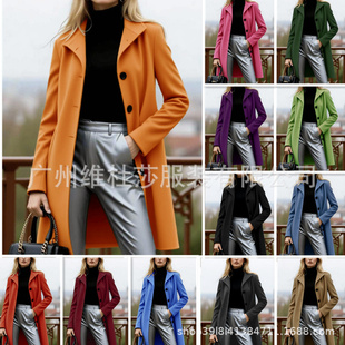 2025秋冬爆单加厚毛呢女外套中长款品质大衣wish有里衬