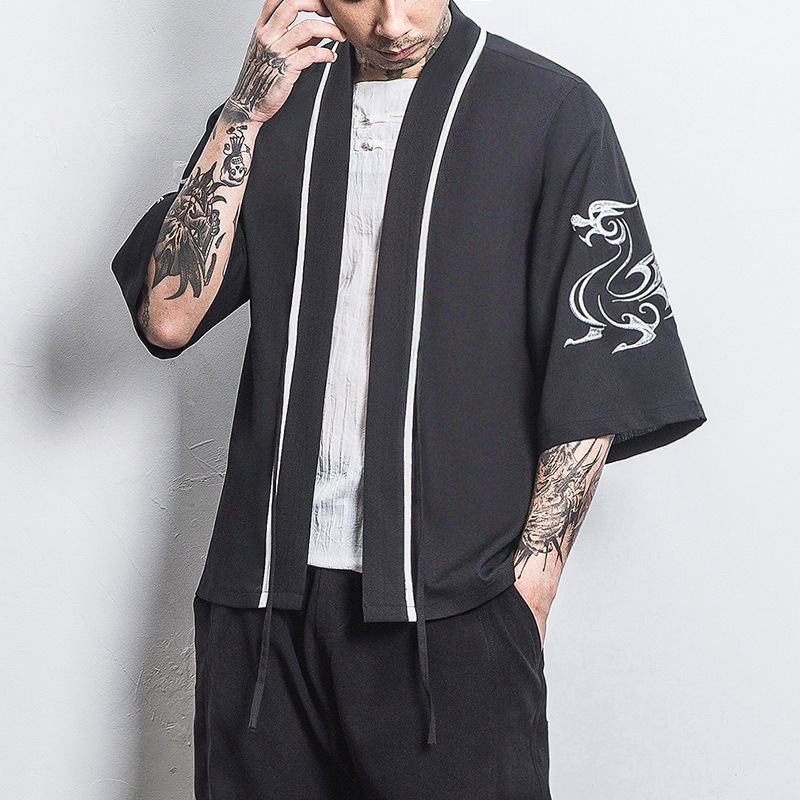 夏季新款刺绣薄款中国风棉麻宽松休闲道袍防晒衣汉服披风开衫