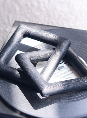 抽象设计师款方框几何套环摆件样板房民宿高档创意桌面艺术工艺品