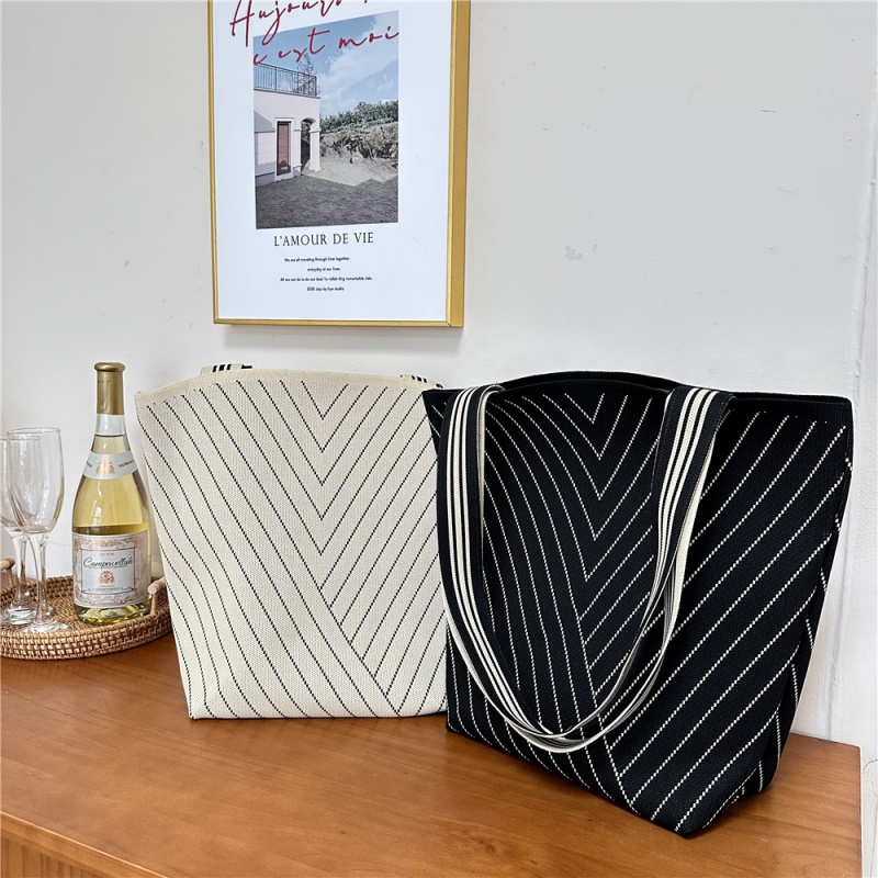 针织单肩托特大容量包袋手提手拎包女休闲出街韩版文艺简约学生