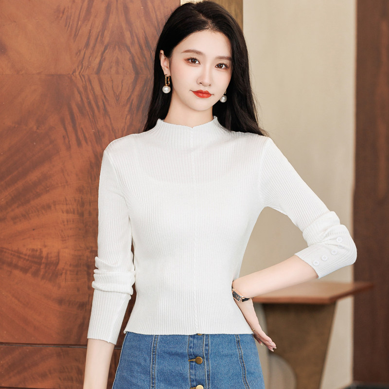 秋冬打底毛衣女韩版百搭复古麻花半高领修身长袖纯色针织衫女