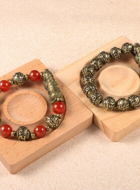 仿古玩古董做旧猛虎扑食黄铜手串