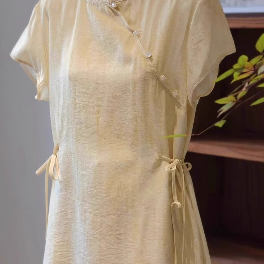 新中式改良唐装上衣女夏季新款国风文艺气质斜襟旗袍上衣禅意茶服