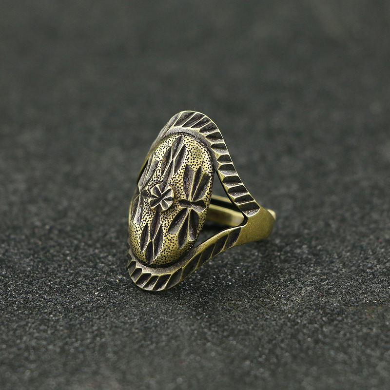 原创手工东南亚风夸张黄铜戒指，