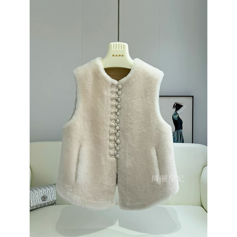 2024年新款进口皮毛一体年轻款时尚显瘦马甲外套女秋冬季上衣背心