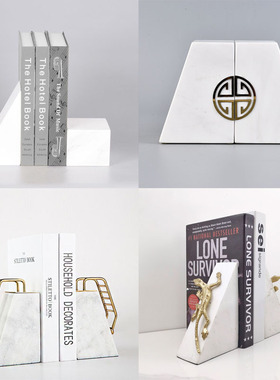 现代简约大理石书档，几何鳄鱼动