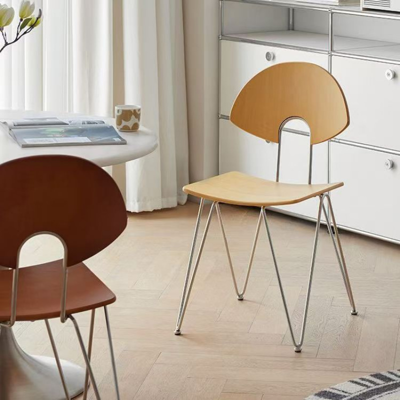 中古风餐椅家用复古实木椅子书桌靠背办公椅设计师可堆叠餐桌椅