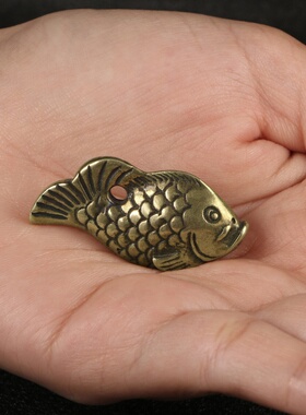 古玩收藏黄铜小鱼，手工制作民族