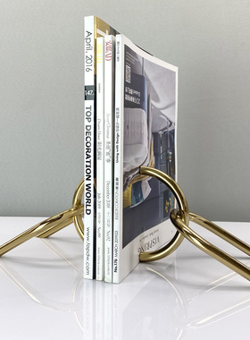 现代金属锁链书档，创意U形书靠