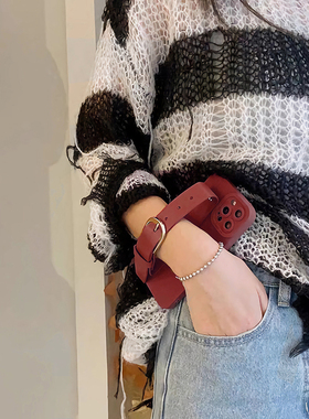 vivo适用Y100手机壳X200戚薇同款S20腕带Y36Y37m酒红Y300Pro棕色x90S19S15S12S10Y77e Y33t Y55s Y76s黑色X80