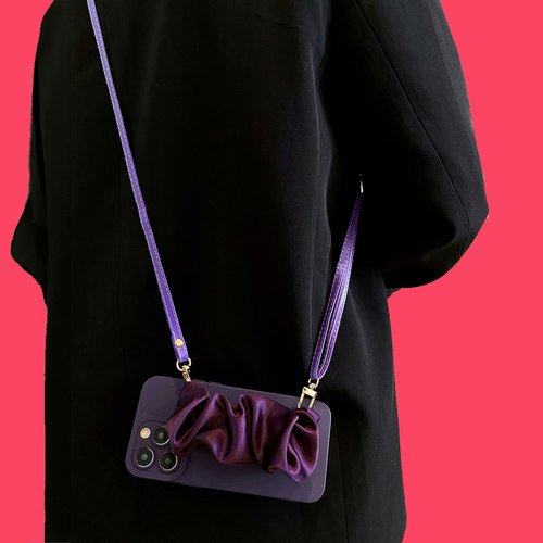 vivo适用Y500手机壳X200X100s丝巾手腕带S30弹力Y36Y37Y50m挂绳Y300紫色X90S20S19S17S16Y77e Y33t Y76s套X80