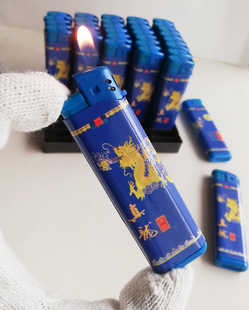 原厂防爆真龙打火机南海龙王广告软打火机超薄商务明火可调包纸