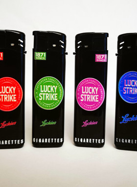 烟厂草原装LUCKY STRIK打火机黑好彩印蓝绿红紫广告打火机超薄