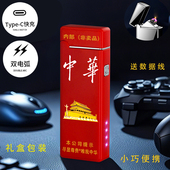 烟厂草中华原装 硬软细双中支彩印点烟器USB充电弧广告打火机礼盒