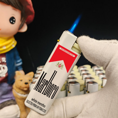英美文万宝路红白蓝绿金Marlboro硬软细支点烟器防风可充气打火机