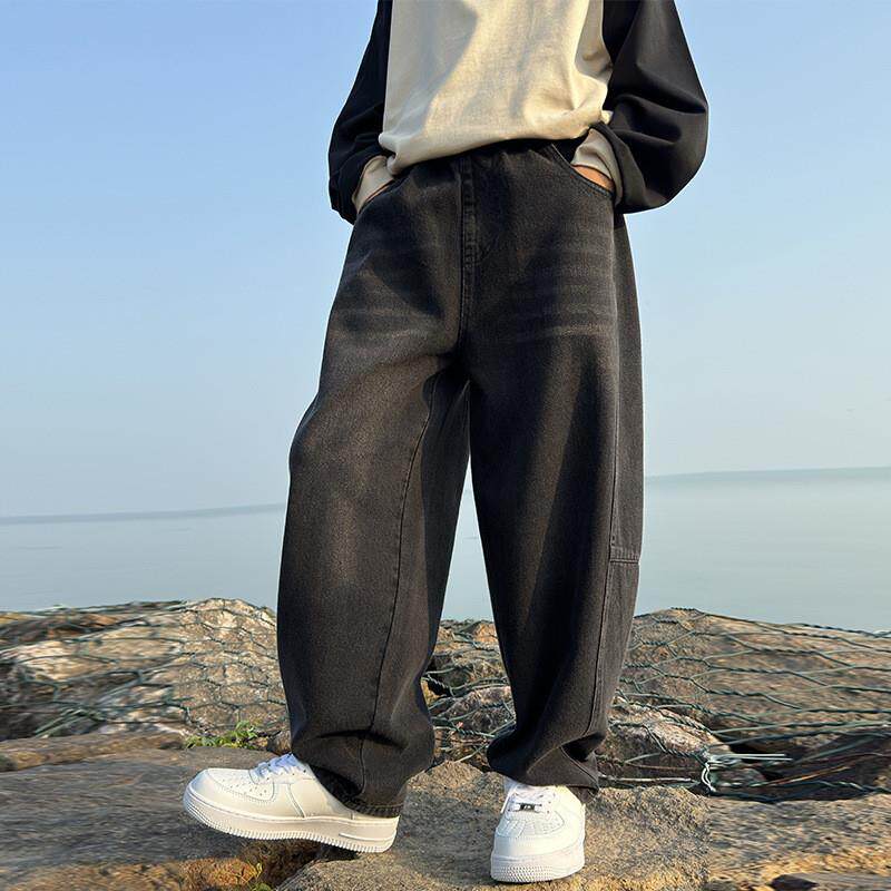 新品男童美式水洗牛仔裤男春秋2025新款潮酷痞帅垂感休闲 直筒裤