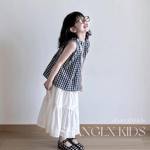 女童时尚套装洋气时髦裙子儿童格子背心夏季2026新款高级感夏装潮