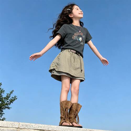女童夏季薄款套装2026新款女孩工装裤裙夏装女大童儿童时髦两件套