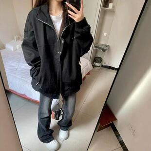 夹克上 2025小众宽松休闲百搭学生美式 新品 黑色冲锋衣外套女春秋款