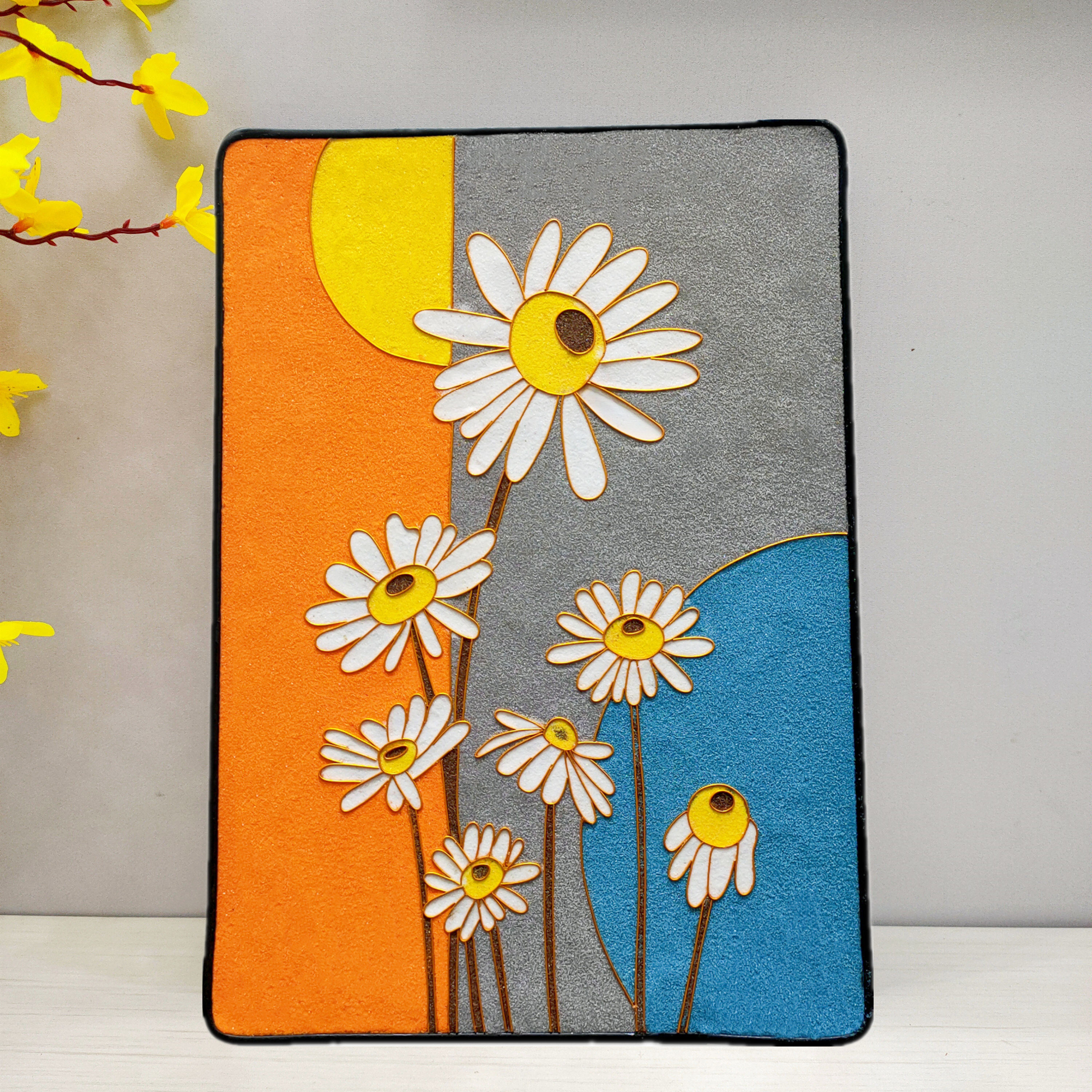 向日葵景泰蓝掐丝珐琅画diy材料包非遗手工金丝彩沙画家用装饰画