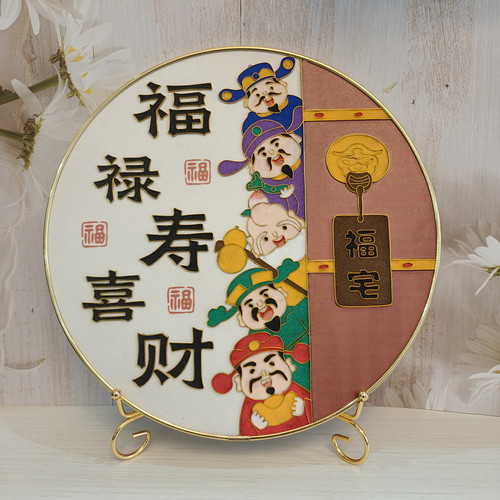 景泰蓝五路财神掐丝画diy材料包