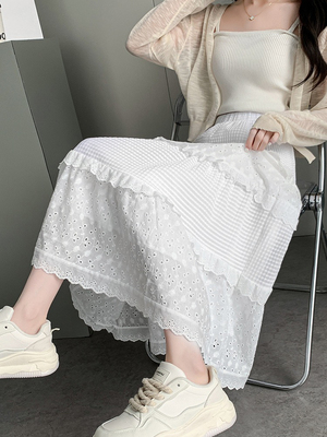 白色半身裙女士春夏季新款显瘦a字小个子蓬蓬蛋糕裙子女春天穿搭