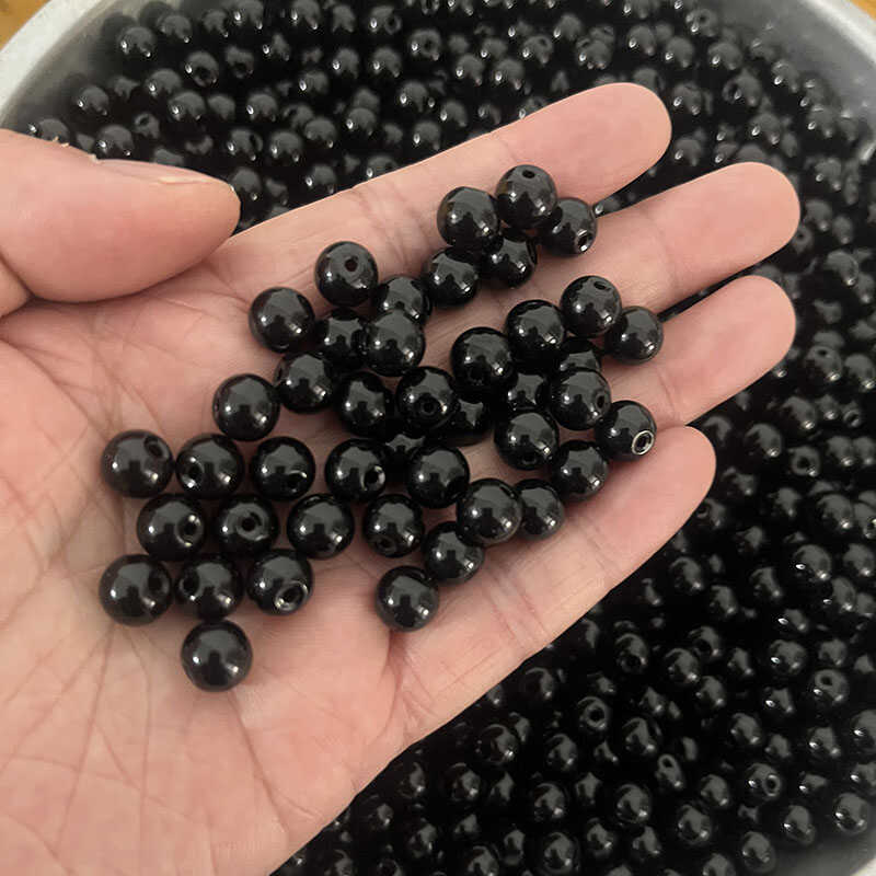 珠子diy材料黑曜石珠子水晶玻璃