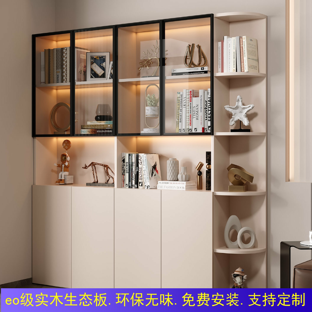实木餐边柜靠墙一体柜酒柜客厅展示柜储物柜厨房收纳柜置物柜定制