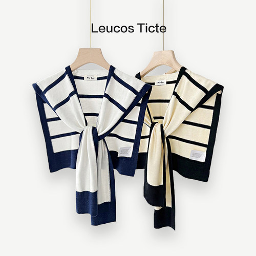 针织条纹减龄小披肩时髦