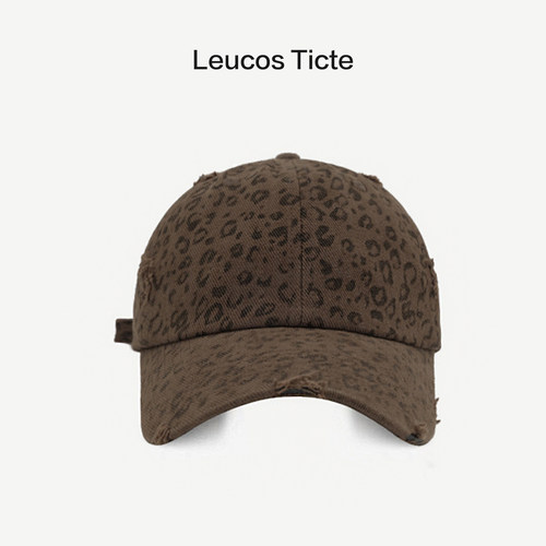 豹纹鸭舌帽做旧四季弯檐大头围