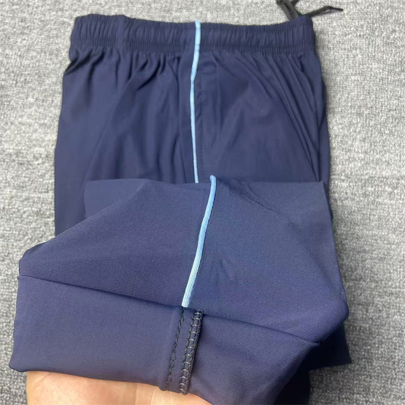 藏蓝色一道杠细浅蓝条冰丝夏季男女通用中小学生速干冰感透气校裤