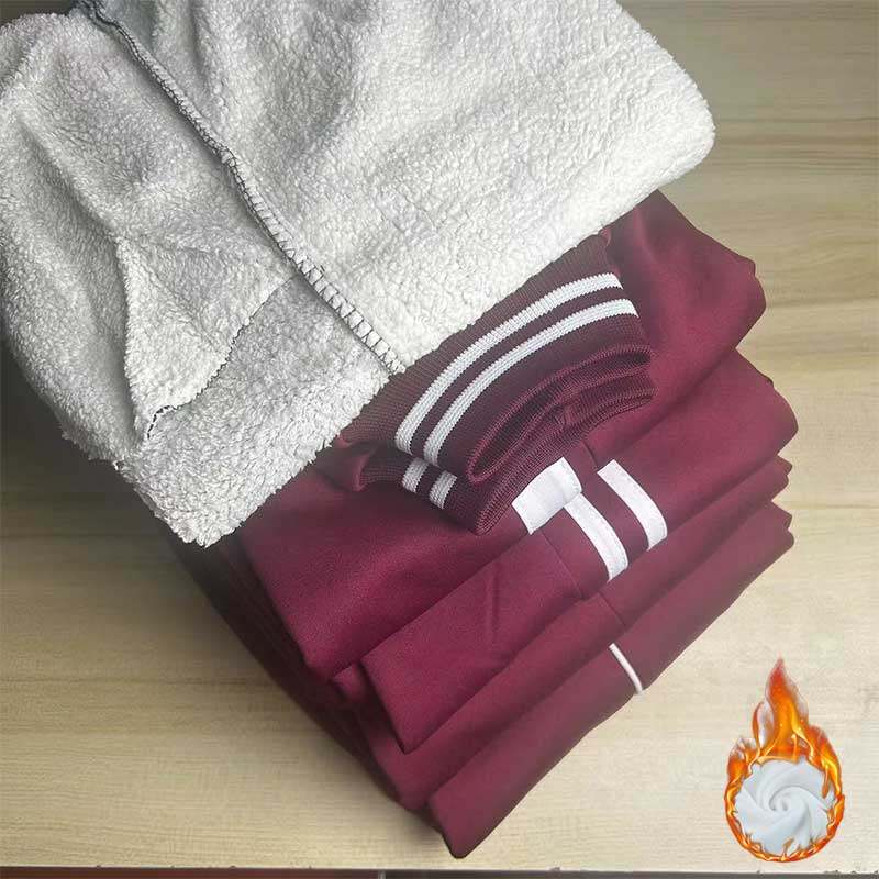 秋冬酒红加绒加厚束脚羊羔绒男女通用初高中小学生紧口枣红校服裤,运动服/休闲服装,运动长裤,淘宝优惠券,粉丝福利购,淘宝优惠卷