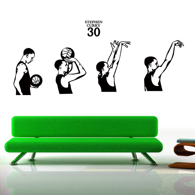 nba篮球明星库里投篮动作训练墙贴篮球馆学生宿舍卧室墙面防水贴