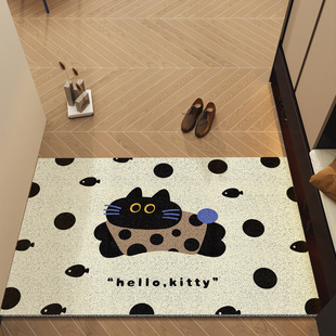 入户门地垫丝圈脚垫卡通黑猫门垫房间进门玄关防滑防尘地毯可裁剪