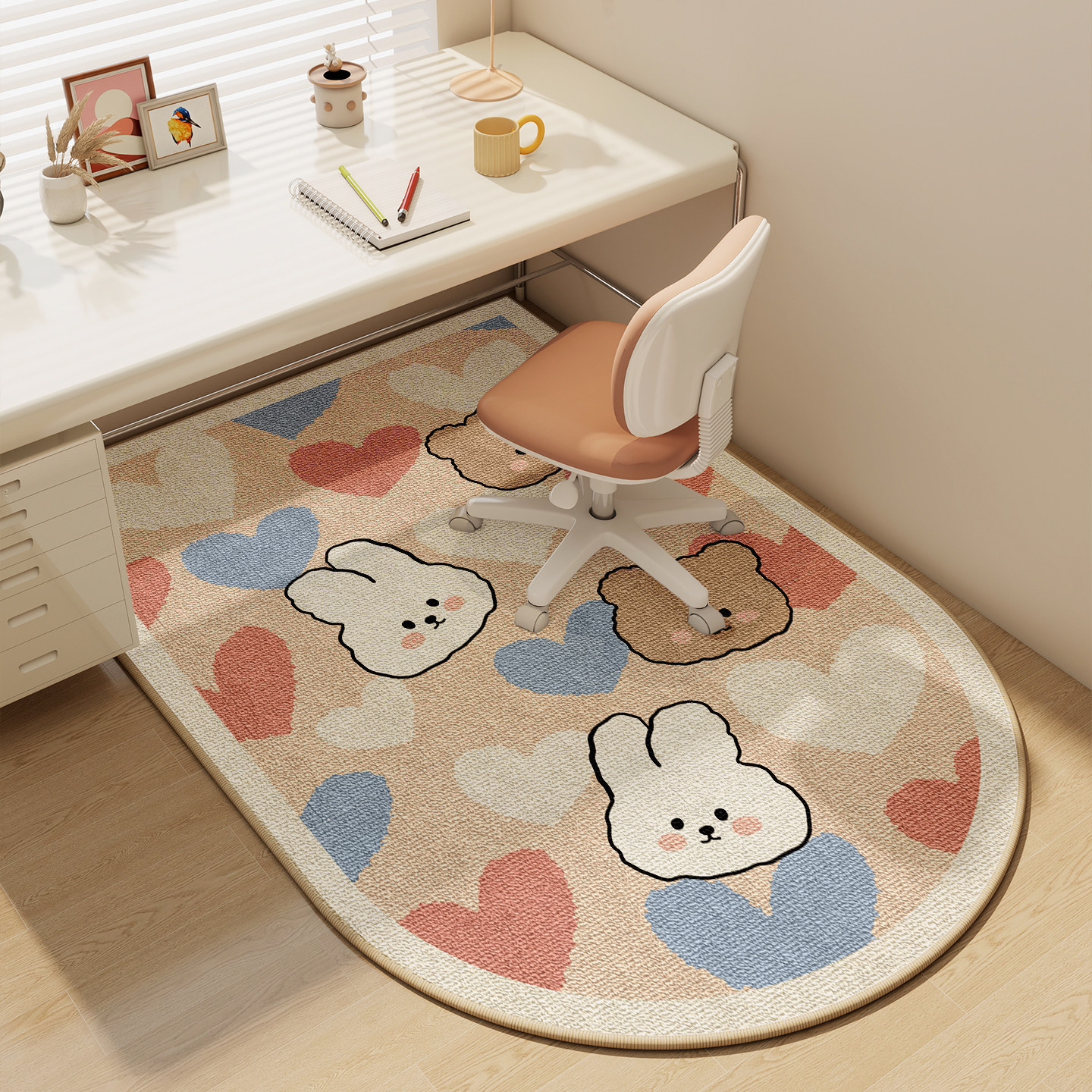 拱形地垫书桌下地毯电脑椅垫子卧室化妆台脚垫书房电竞椅转椅防滑