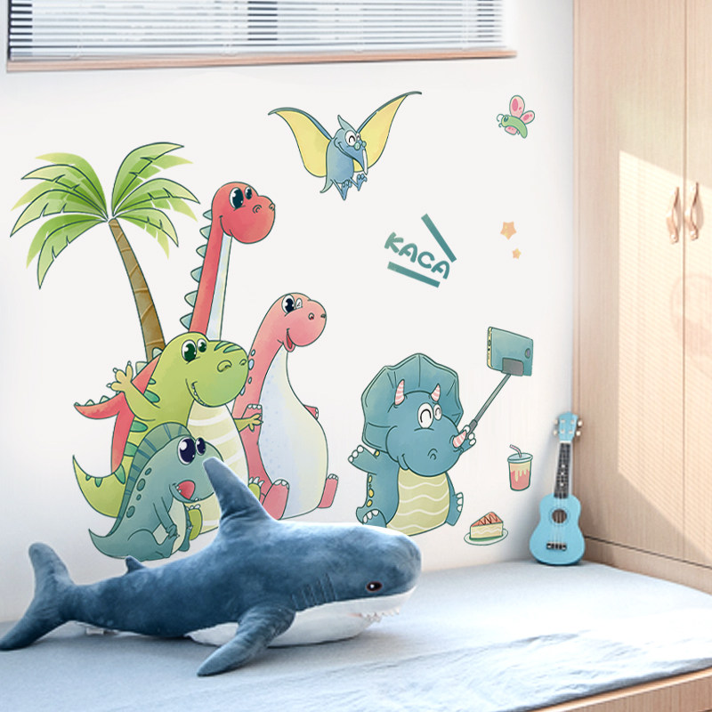 房间装饰品卡通贴纸恐龙墙贴儿童房墙面布置卧室墙壁贴画3d立体画