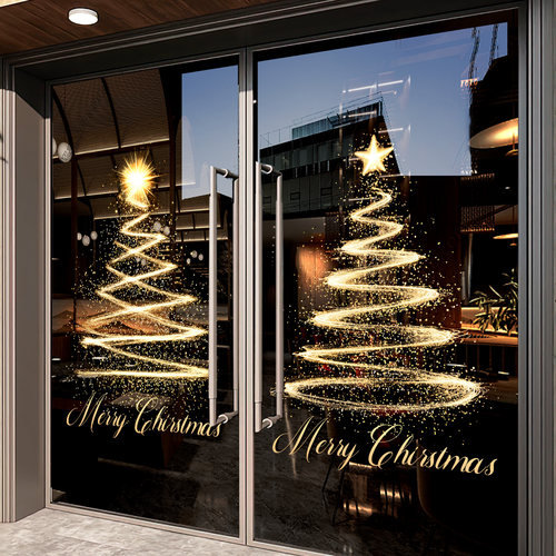圣诞节装饰橱窗玻璃门贴纸静电贴