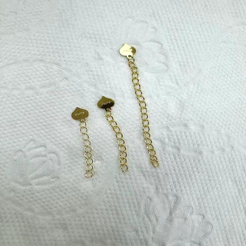 新品18K金链尾延长链项链DIY配件加长调节链AU750黄金链尾3条包邮