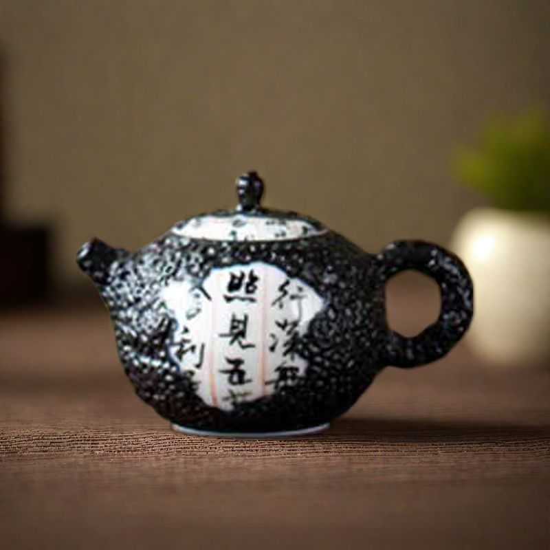 手作心经残卷陶瓷茶壶虫洞志野柴烧功夫茶具泡茶壶瓷器西施壶个人
