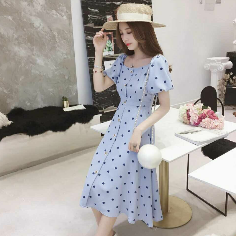 夏季2021新款女装小清新收腰显瘦波点A字中长裙超仙雪纺连衣裙子|msdalam kategori Butik wanita / wanita, pakaian - dari Buy2taobao.com untuk memberikan perkhidmatan ejen Taobao profesional membeli