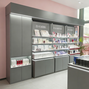 定制化妆美容院护肤品置物架简约烤漆日用包直播间陈列产品展示柜