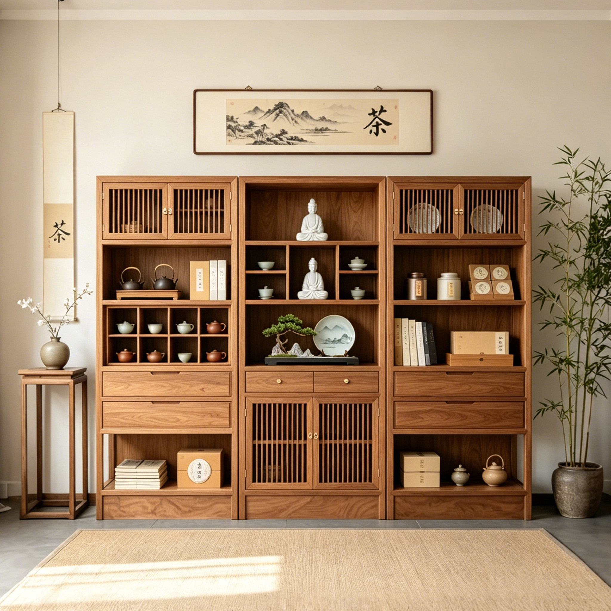 定制公司高端茶馆棋牌室茶艺复古家居展示柜陈列柜