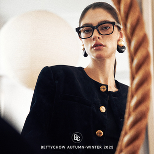 Bettychow 梅丁款黑色丝绒薄棉服秋冬中古时髦圆领短款外套