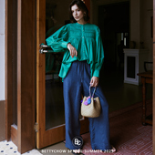 Bettychow 80支进口莲花亚麻阔腿裤 老钱风 亚麻宽松慵懒休闲裤