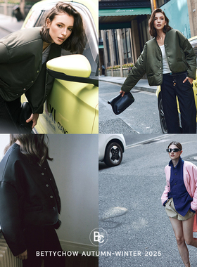 Bettychow 养马人斜纹缎面阔肩棉服黑色绿色粉色高级感棉衣外套