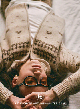 Bettychow 费尔岛花纹驼色系羊毛雪花大毛衣开衫秋冬长袖休闲外套