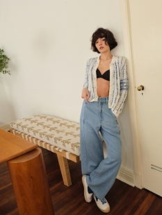 2色时髦宽松ins直筒百搭休闲裤 Bettychow软薄 中古牛仔阔腿裤